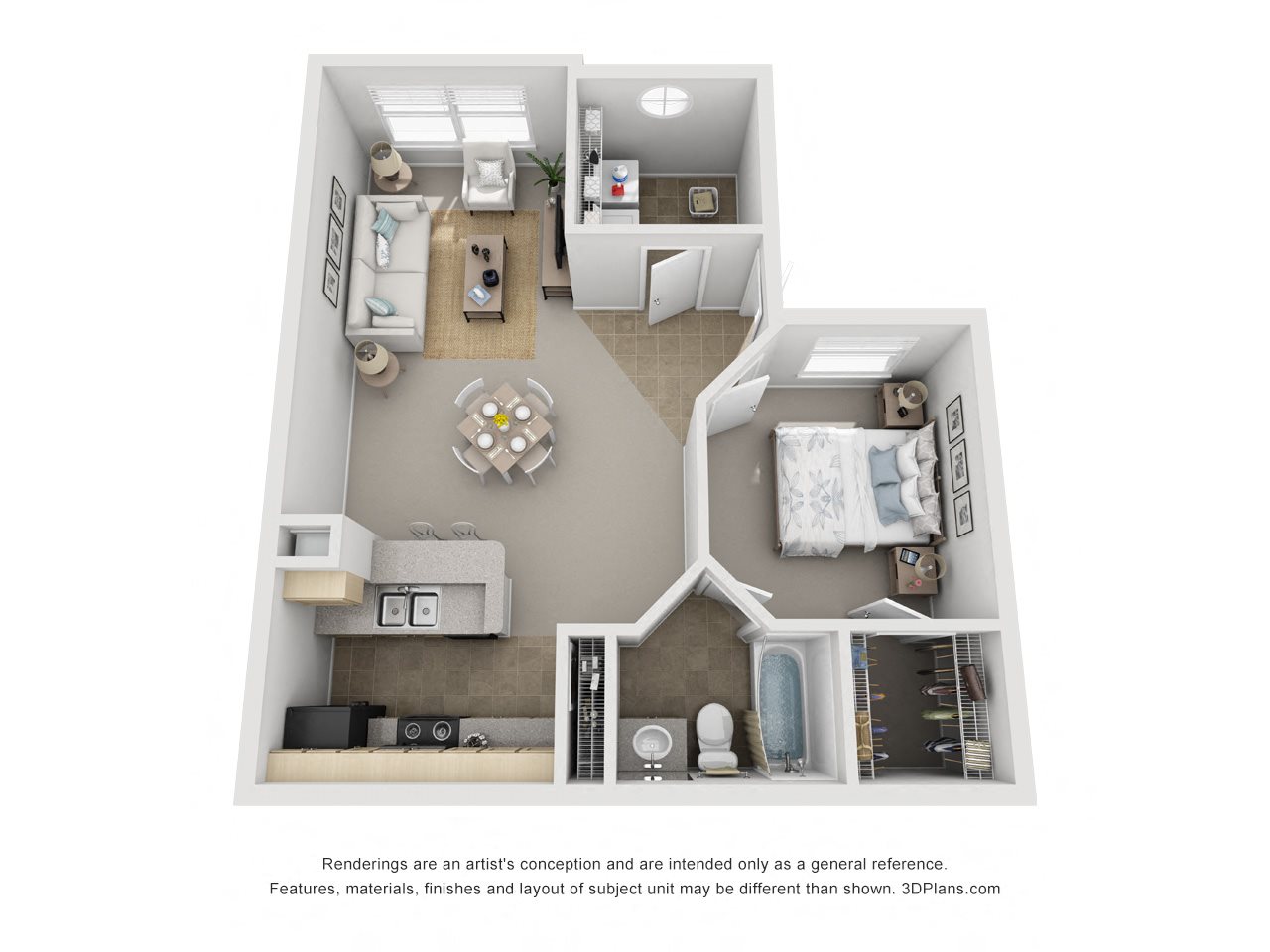 1 Bedroom Floor Plan 1